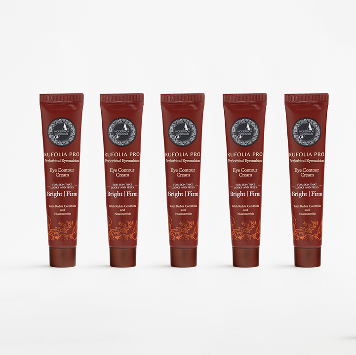 Rufolia Pro Emulsione Oculare Peri-orbitale- una crema illuminante per il contorno occhi con Manjishtha, Aloe Vera, Niacinamide e Hyaluronic acid - Confezione da 5