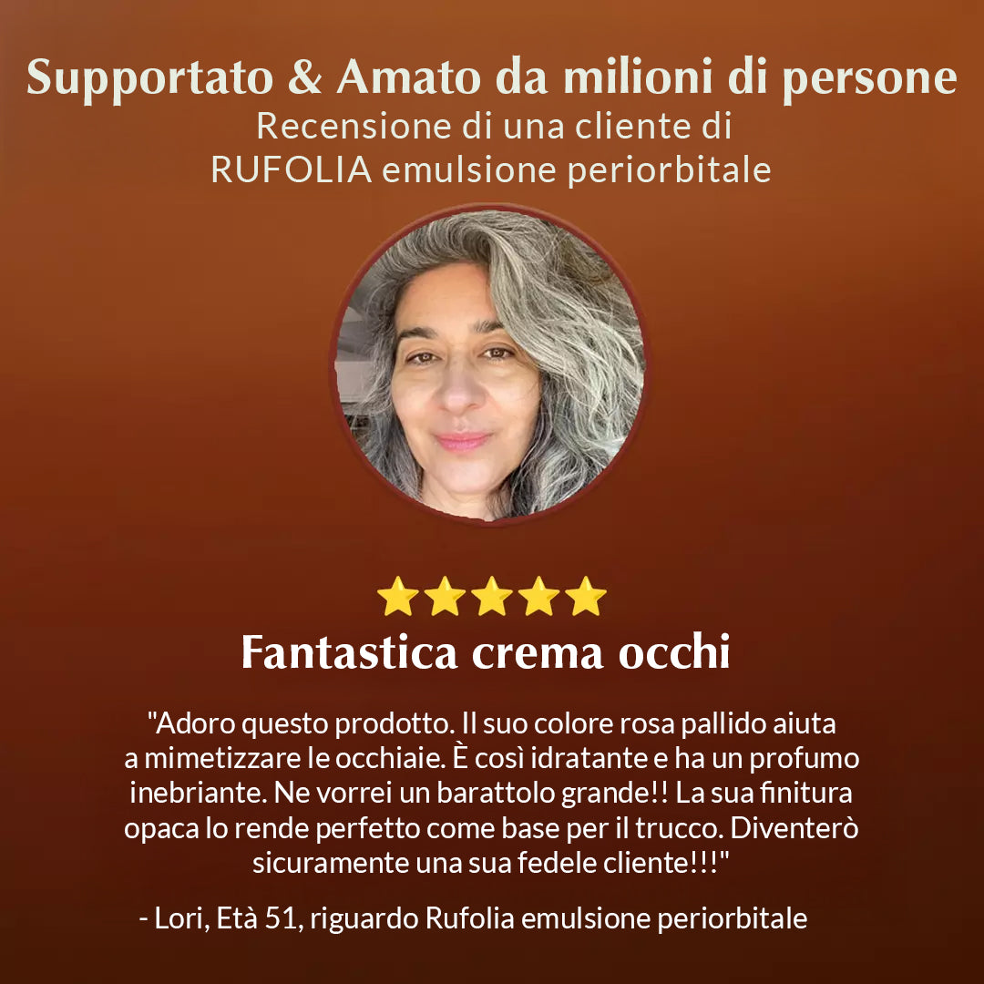 Rufolia Pro Emulsione Oculare Peri-orbitale- una crema illuminante paer il contorno occhi con Manjishtha, Aloe Vera, Niacinamide e Hyaluronic acid