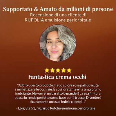 Rufolia Pro Emulsione Oculare Peri-orbitale- una crema illuminante paer il contorno occhi con Manjishtha, Aloe Vera, Niacinamide e Hyaluronic acid
