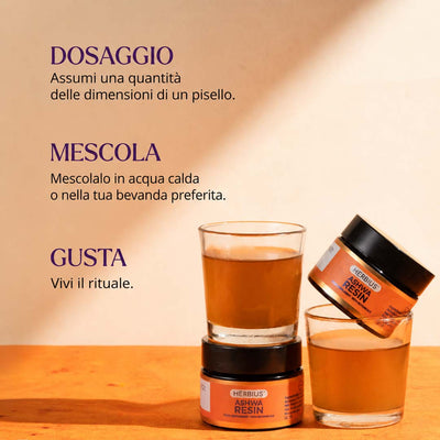 HERBIUS® ASHWA RESIN: Una Potente Miscela di Puro Shilajit Himalayano e l'Ashwagandha Più Studiata Clinicamente al Mondo (KSM-66®) (Confezione da 3)