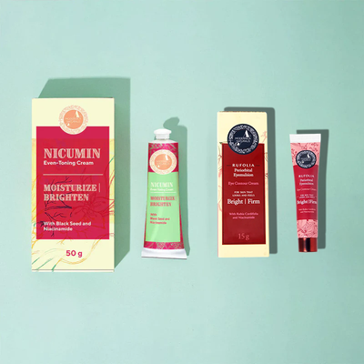 Il Glow Getter Duo: Rufolia Emulsione Oculare Peri-orbitale e Nicumin Nicumin Crema Tonificante Viso ai Semi Neri