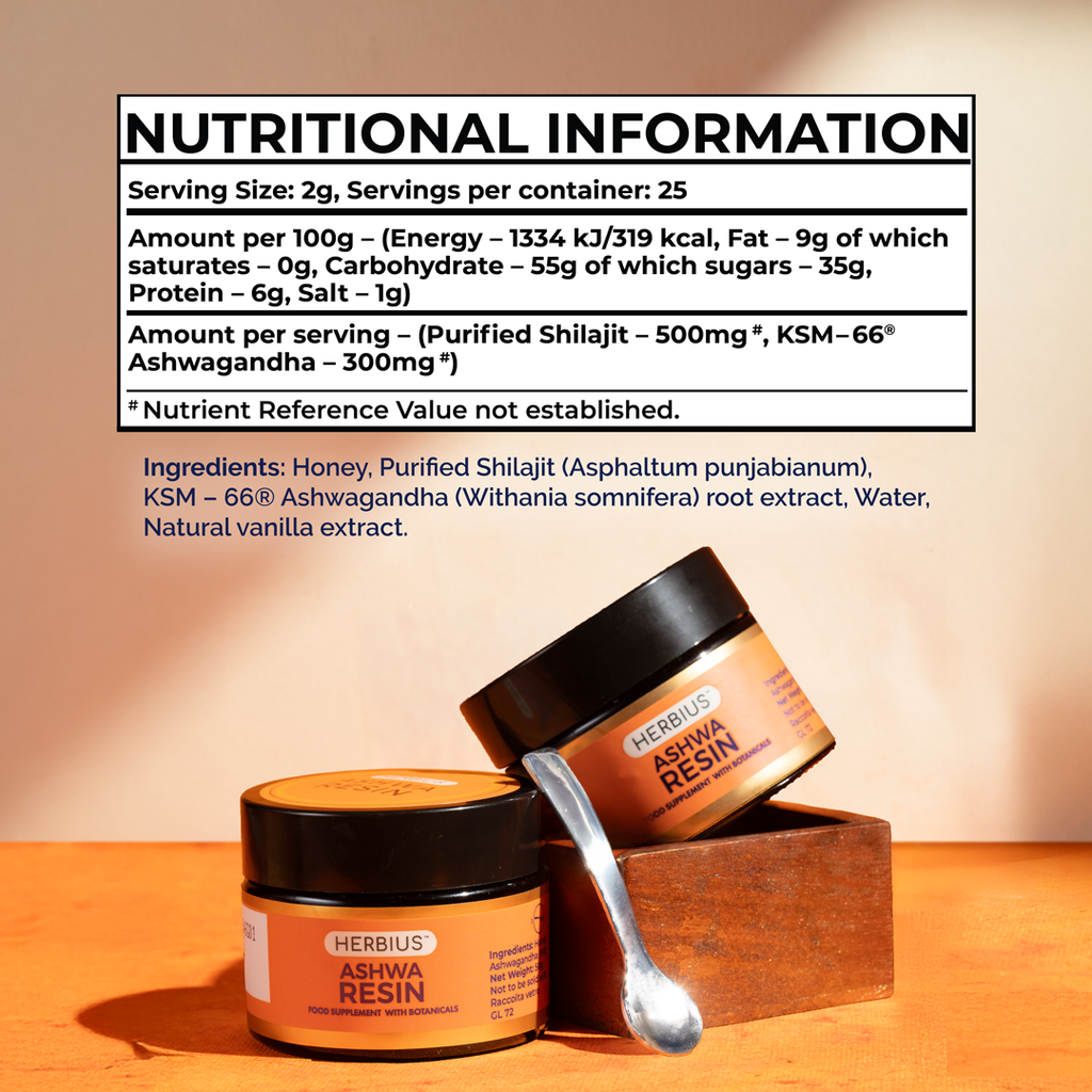 HERBIUS® ASHWA RESIN: Una Potente Miscela di Puro Shilajit Himalayano e l'Ashwagandha Più Studiata Clinicamente al Mondo (KSM-66®)