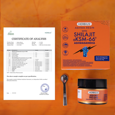 HERBIUS® ASHWA RESIN: Una Potente Miscela di Puro Shilajit Himalayano e l'Ashwagandha Più Studiata Clinicamente al Mondo (KSM-66®) (Confezione da 3)