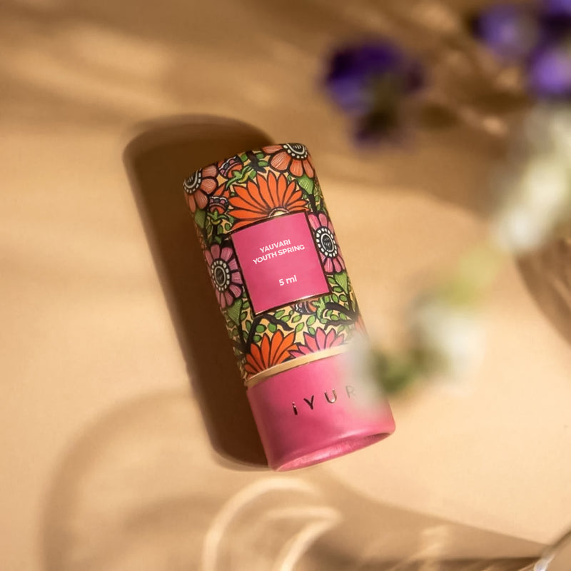 Mini Yauvari Amplified Youth Spring - Olio idratante ayurvedico per il viso con fagiolo nero - Ricco, incolore, aromatico Youth Spring